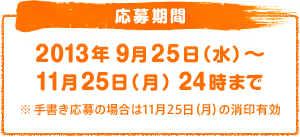 応募期間 2013年9月25日（水）〜 11月25日（月）24時まで