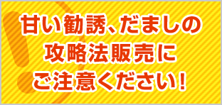 甘い勧誘、だましの攻略法販売にご注意ください！